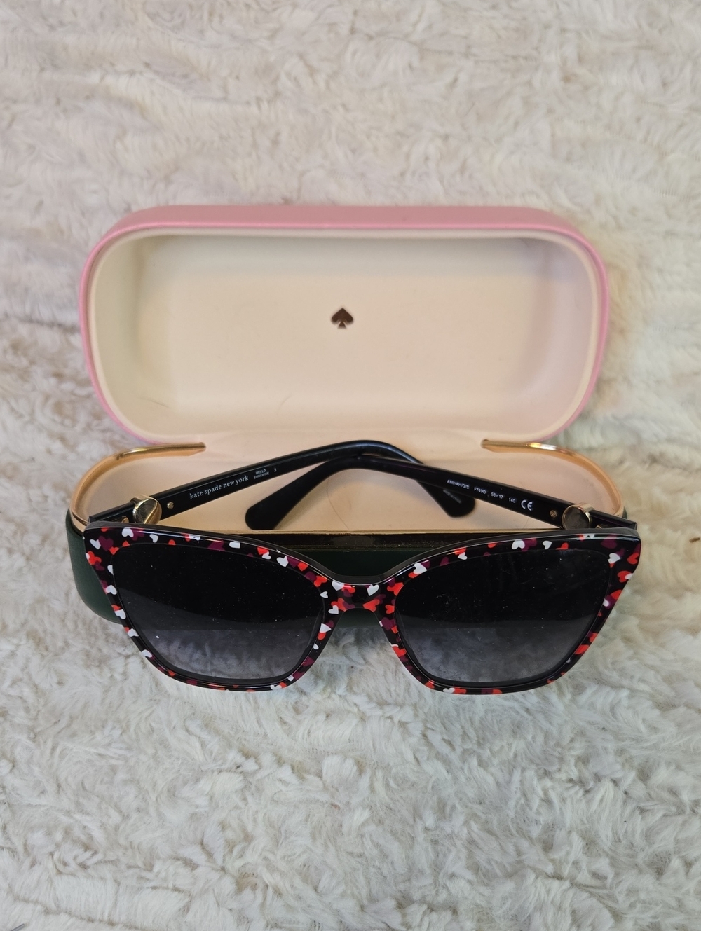 kate spade Red, Pink and Black Heart-Print Cat-Eye Sunglasses